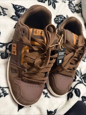 DC Men’s Brown and Orange Skate Sneakers